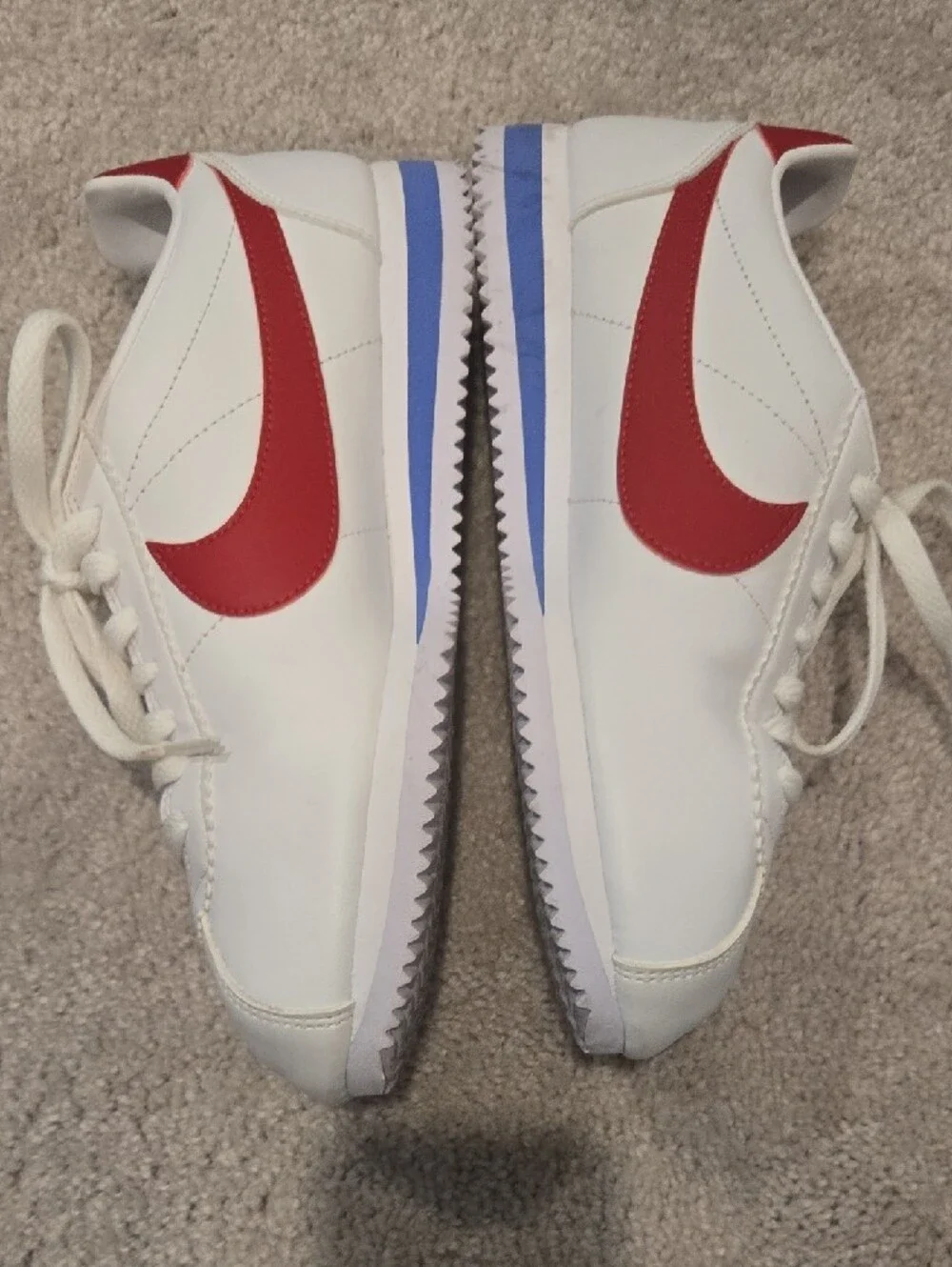 NIKE‎ Forrest Gump Cortez White/Red/Blue Leather Sneakers Size 8.5 Mens